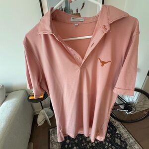 Peter Millar Orange Striped Polo - University of Texas